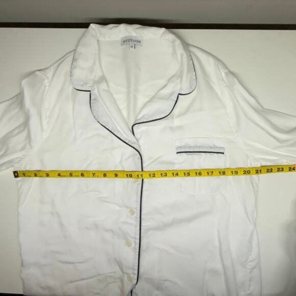 Ettitude | Long Sleeve Pajama Set | Gray/White | Medium - Picture 12 of 16